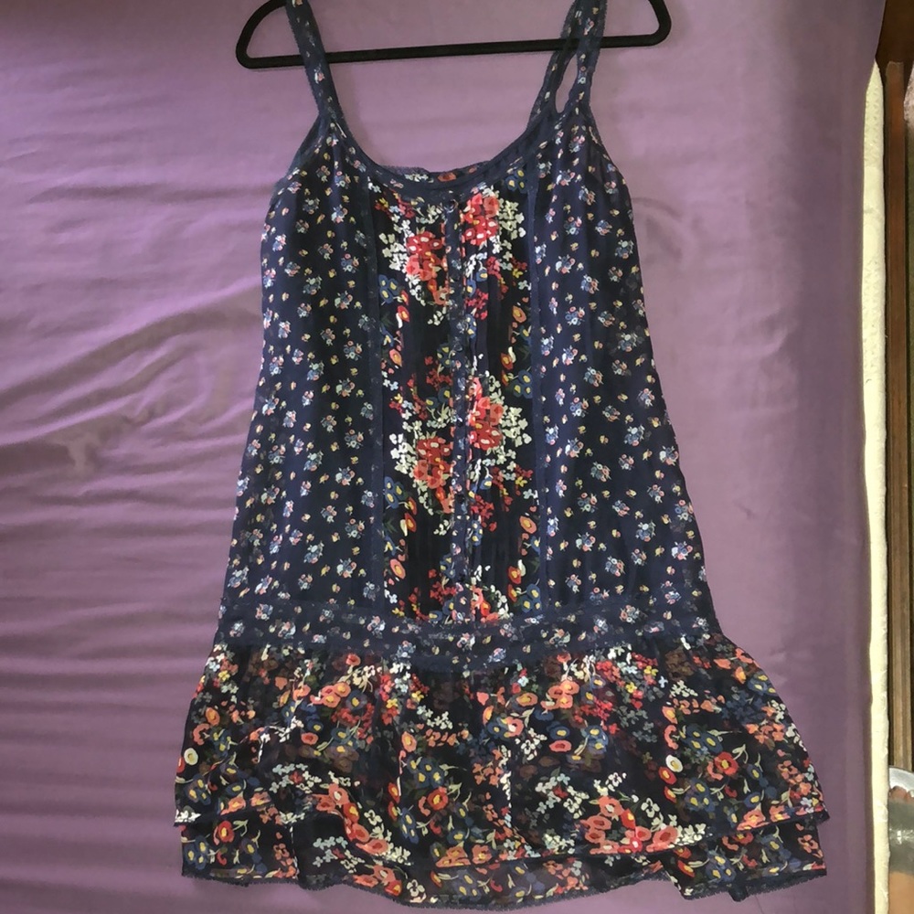 abercrombie & fitch floral blue dress